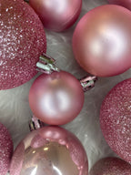 Set globuri de Craciun, 30 bucati, 3 modele, 4/5/6cm, roz