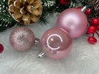 Set globuri de Craciun, 30 bucati, 3 modele, 4/5/6cm, roz