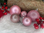 Set globuri de Craciun, 30 bucati, 3 modele, 4/5/6cm, roz