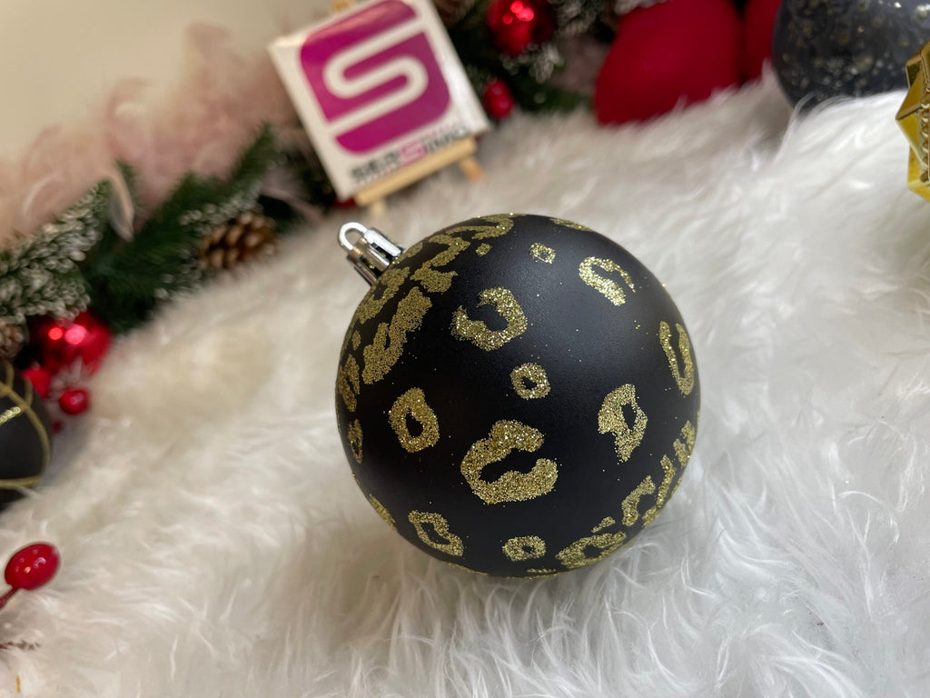 Set globuri de Craciun, 16 bucati, 8cm, 6 modele, negru auriu