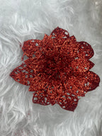 Set 10 ornamente pentru bradul de Craciun, stea Poinsettia, 10cm, rosu