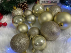 Set globuri de Craciun, 30 bucati, 3 modele, 4/5/6cm, auriu