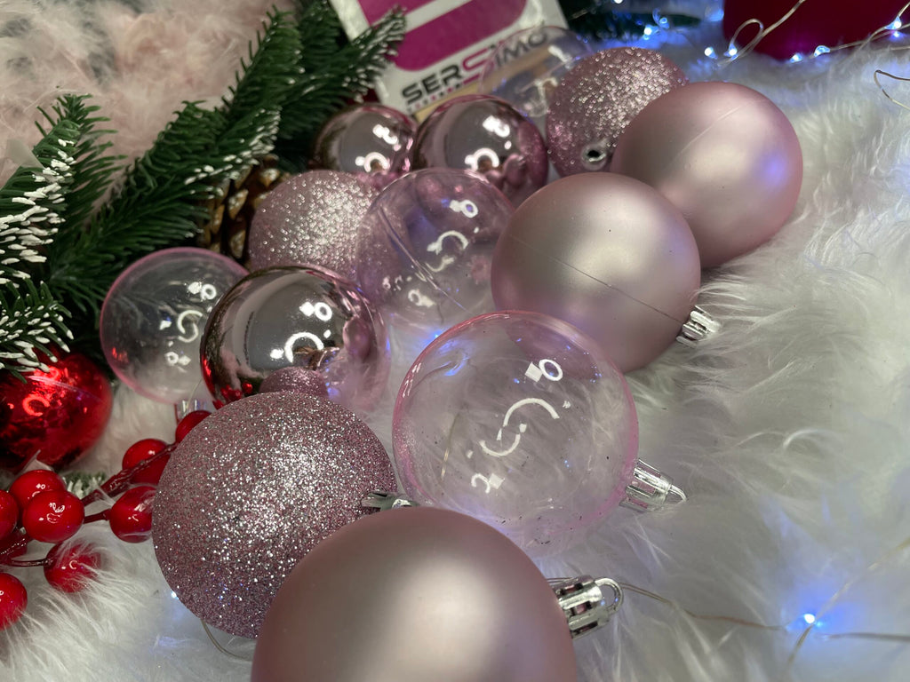 Set globuri de Craciun, 100 bucati, 6cm, roz