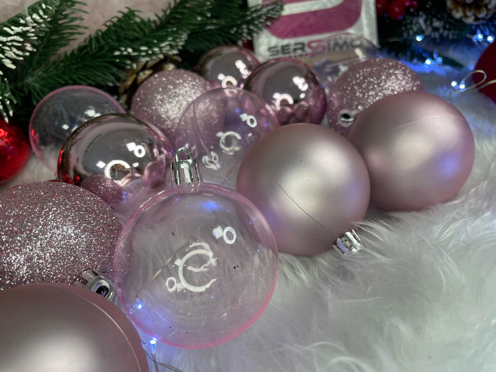 Set globuri de Craciun, 100 bucati, 6cm, roz