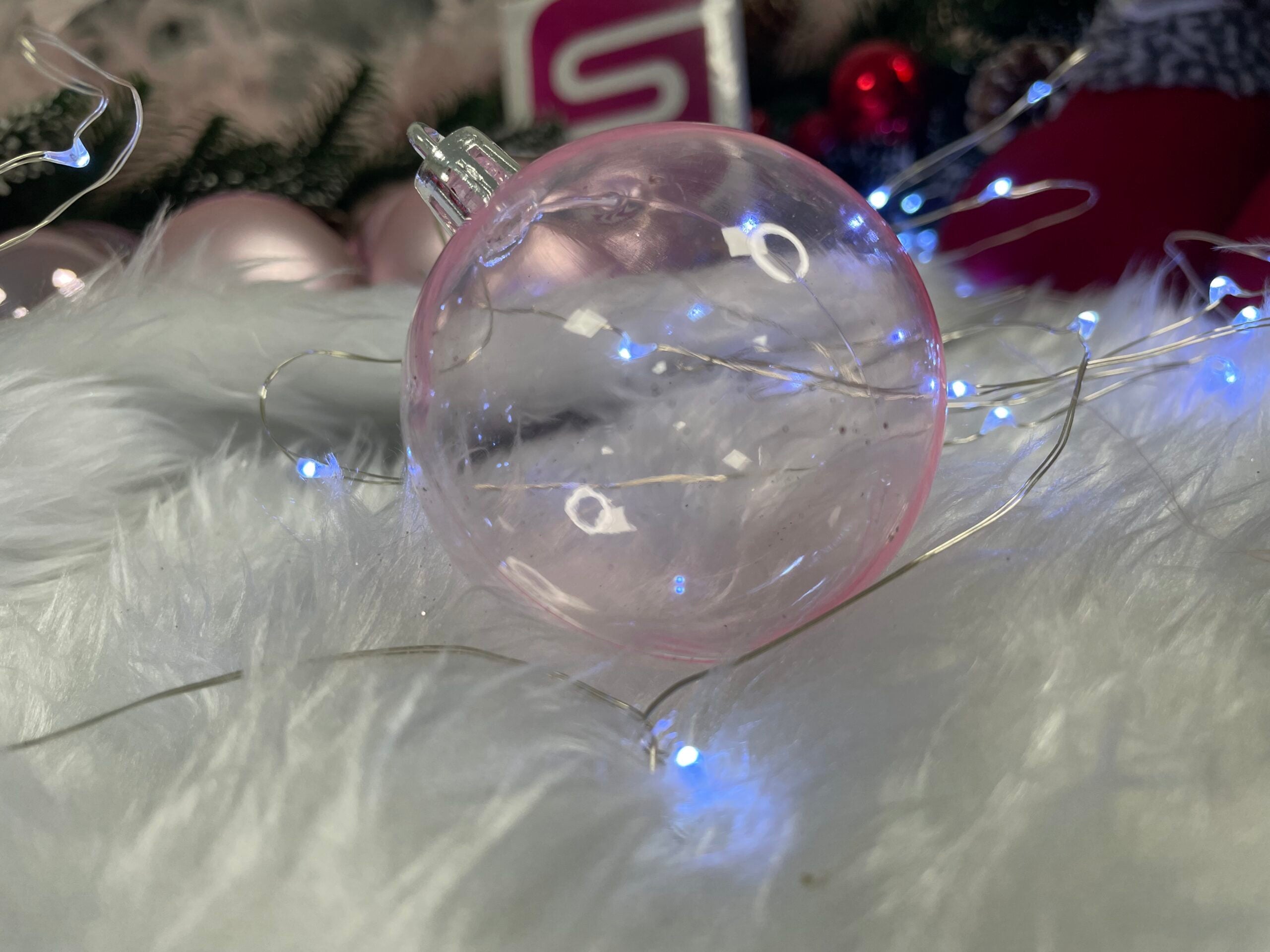 Set globuri de Craciun, 100 bucati, 6cm, roz