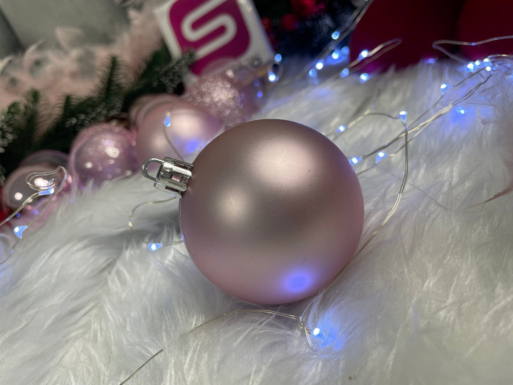 Set globuri de Craciun, 100 bucati, 6cm, roz