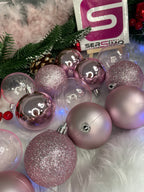 Set globuri de Craciun, 100 bucati, 6cm, roz