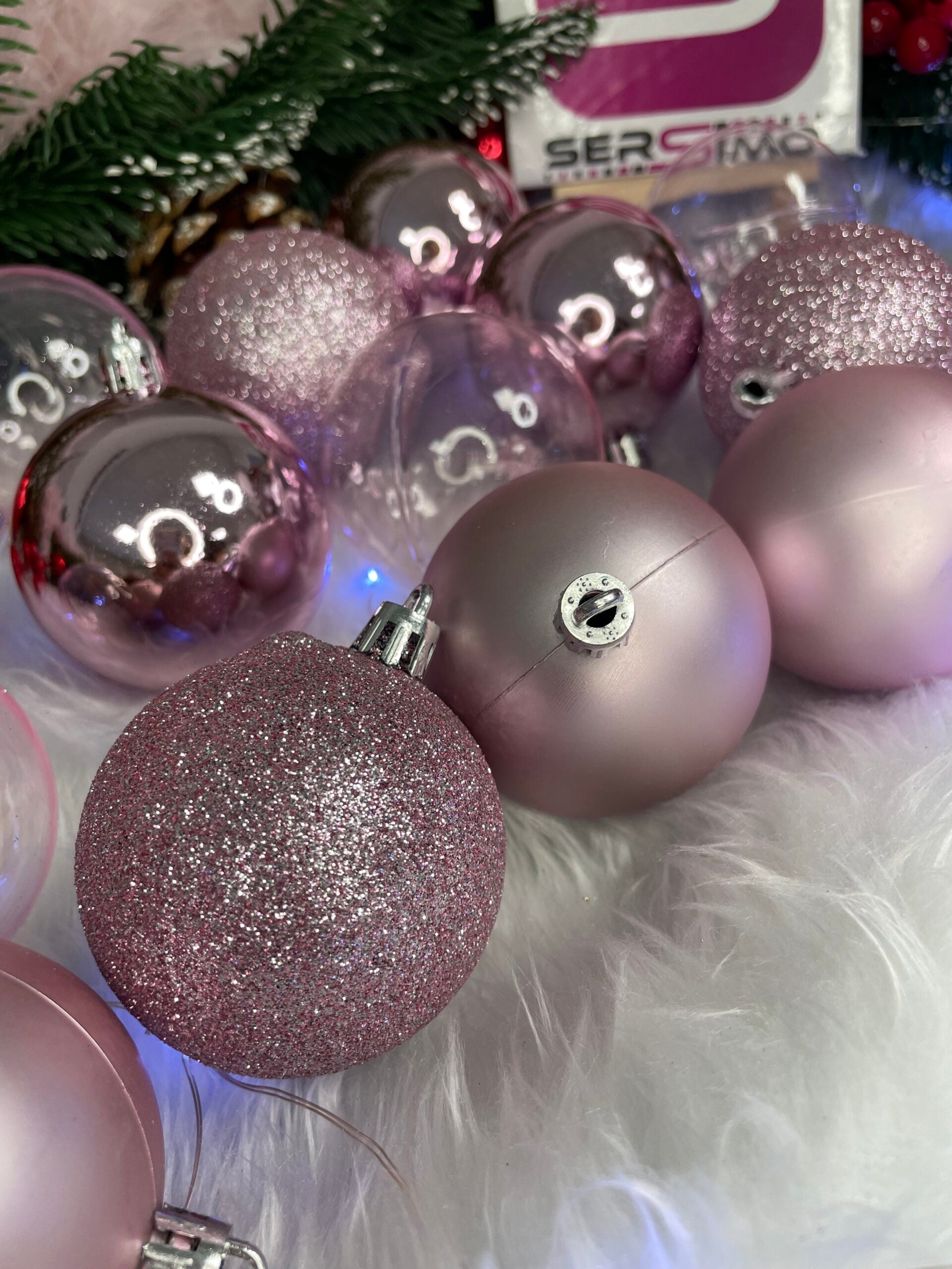 Set globuri de Craciun, 100 bucati, 6cm, roz