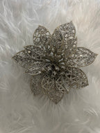 Set 10 ornamente pentru bradul de Craciun, stea Poinsettia, 10cm, argintiu