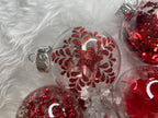 Set globuri de Craciun Inedit, 30 bucati, 7cm, transparente si rosu