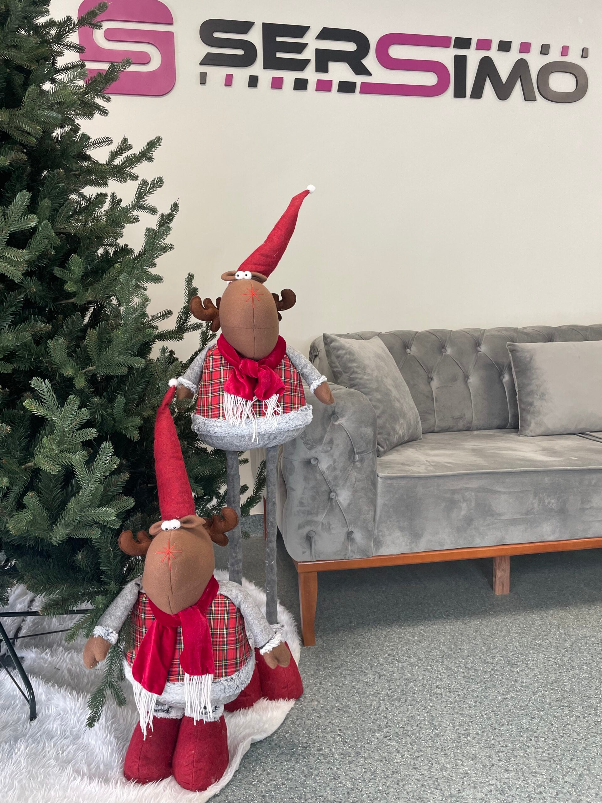 (DL) Figurina Craciun, Ren, picioare telescopice, inaltime extensibila 55-95cm