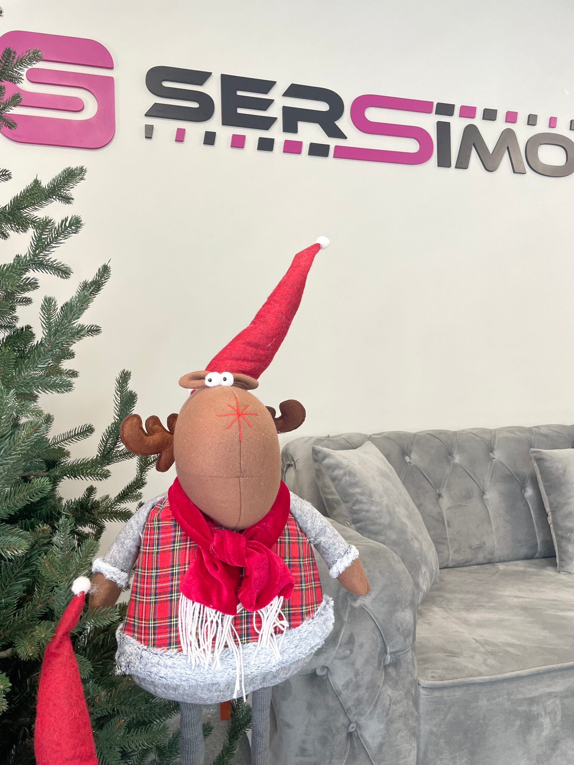 (DL) Figurina Craciun, Ren, picioare telescopice, inaltime extensibila 55-95cm