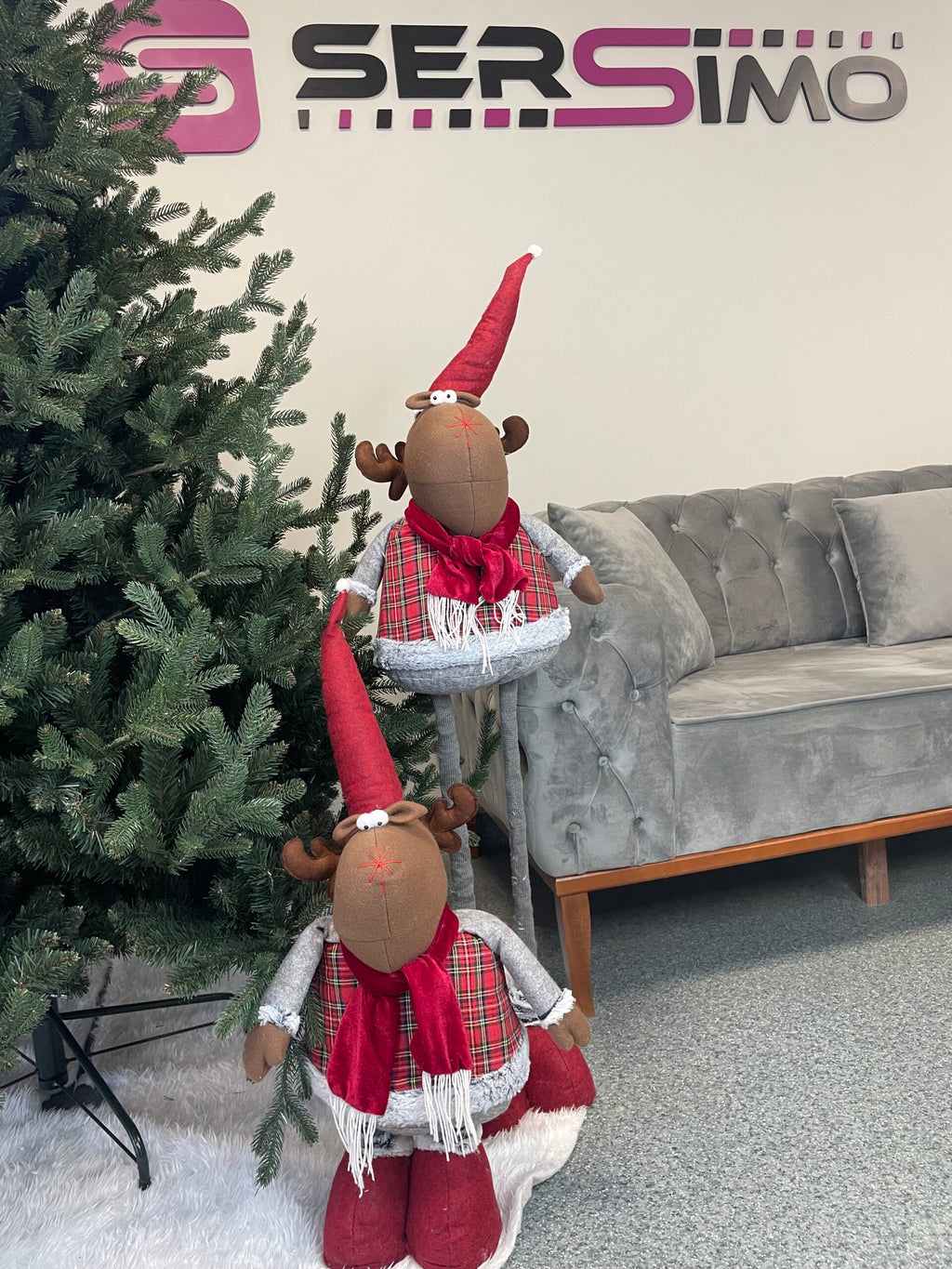 (DL) Figurina Craciun, Ren, picioare telescopice, inaltime extensibila 55-95cm