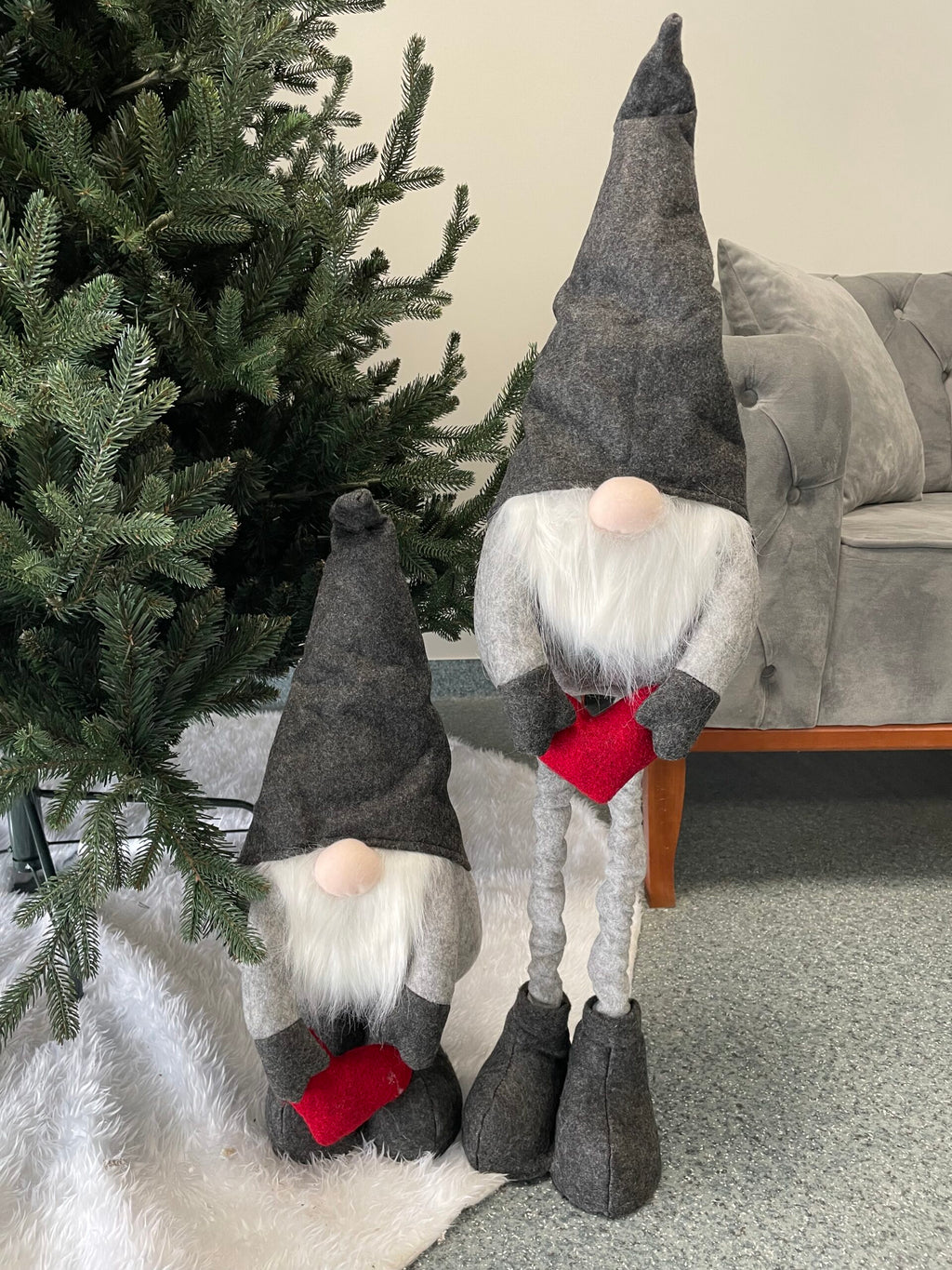 Figurina Craciun, Spiridus, picioare telescopice, inaltime extensibila 63-93cm