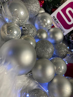 Set globuri de Craciun, 30 bucati, 3 modele, 4/5/6cm, argintiu
