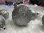 Set globuri de Craciun, 30 bucati, 3 modele, 4/5/6cm, argintiu