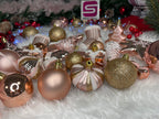 Set globuri si decoratiuni de Craciun, 77 piese, diverse dimensiuni, roz auriu