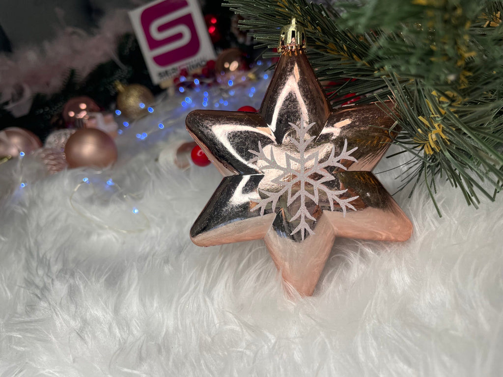 Set globuri si decoratiuni de Craciun, 77 piese, diverse dimensiuni, roz auriu