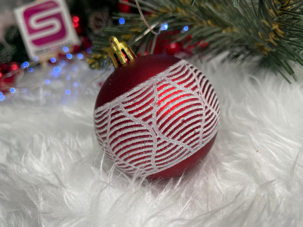 Set globuri si decoratiuni de Craciun, 105 piese, diverse dimensiuni, alb rosu