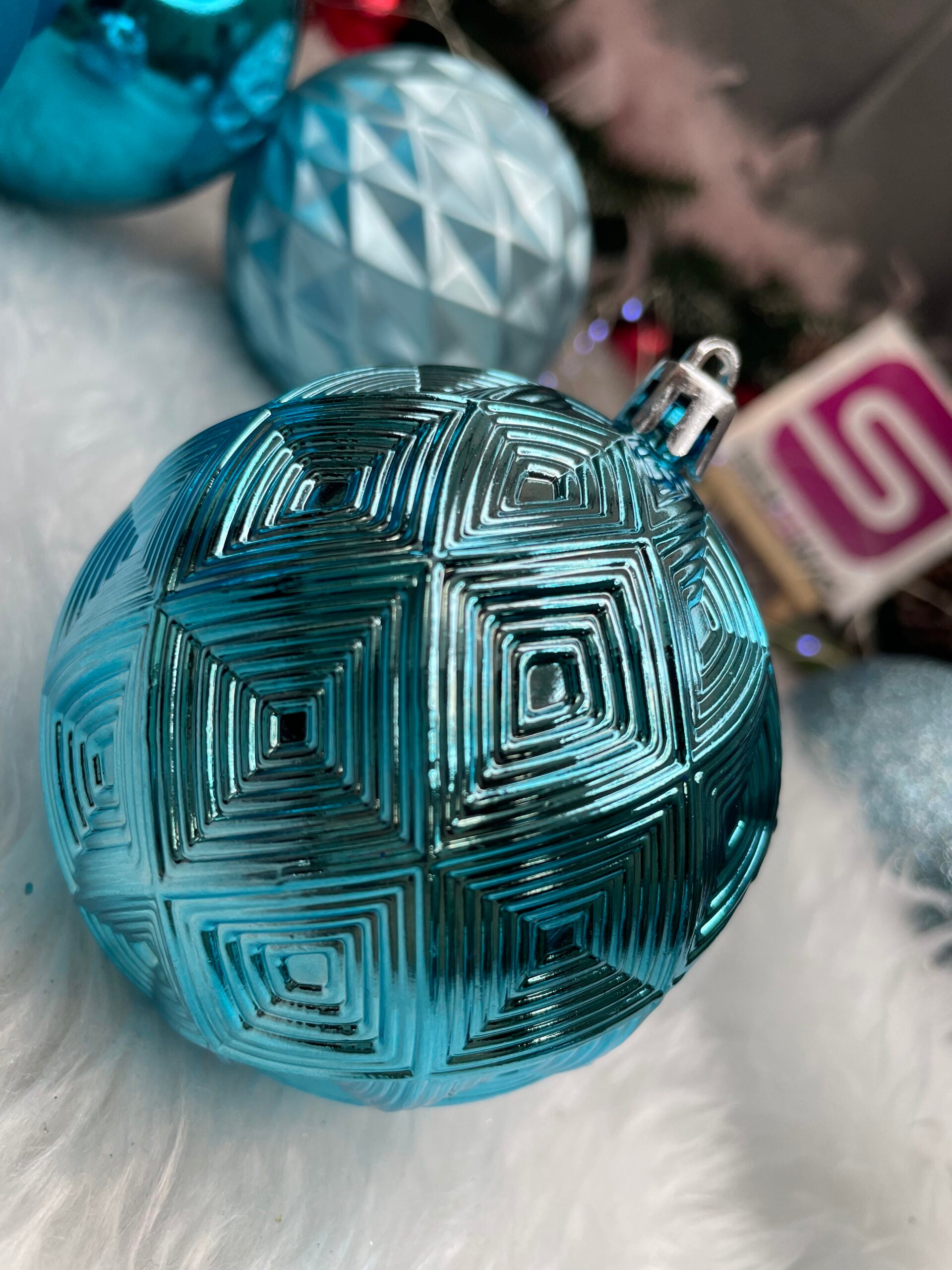 Set globuri de Craciun, 30 bucati, 6 modele, 8cm, albastru