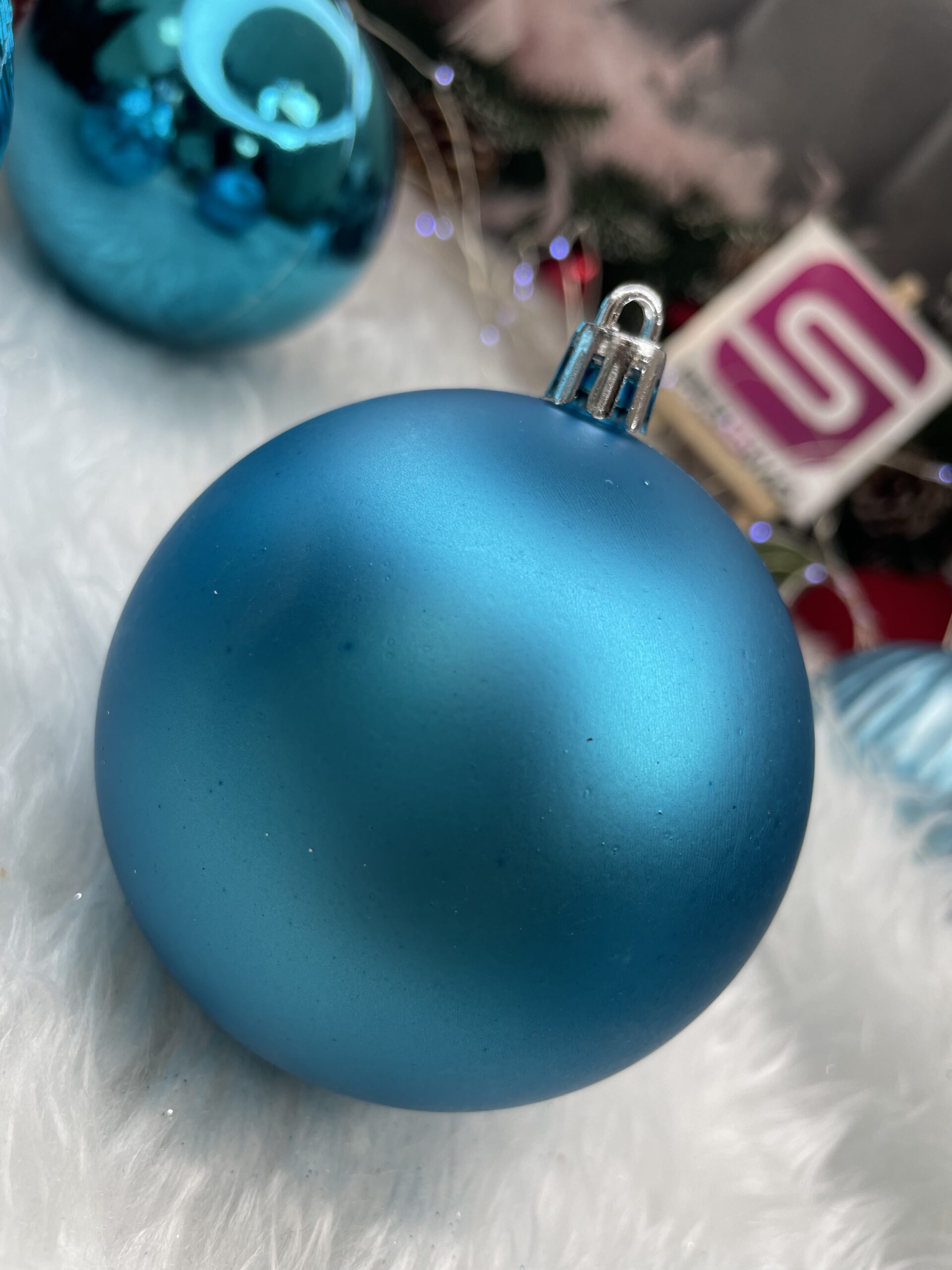 Set globuri de Craciun, 30 bucati, 6 modele, 8cm, albastru