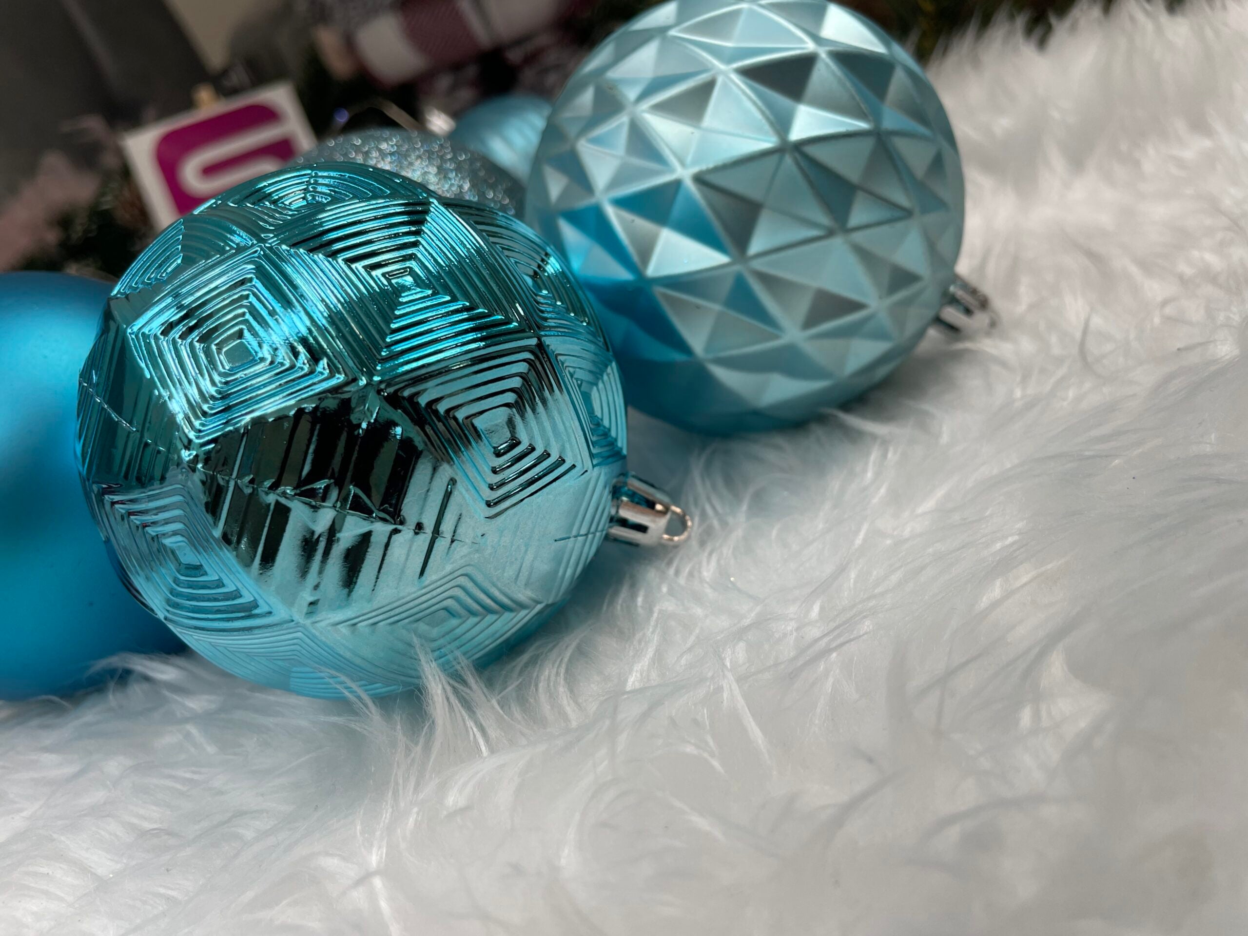 Set globuri de Craciun, 30 bucati, 6 modele, 8cm, albastru