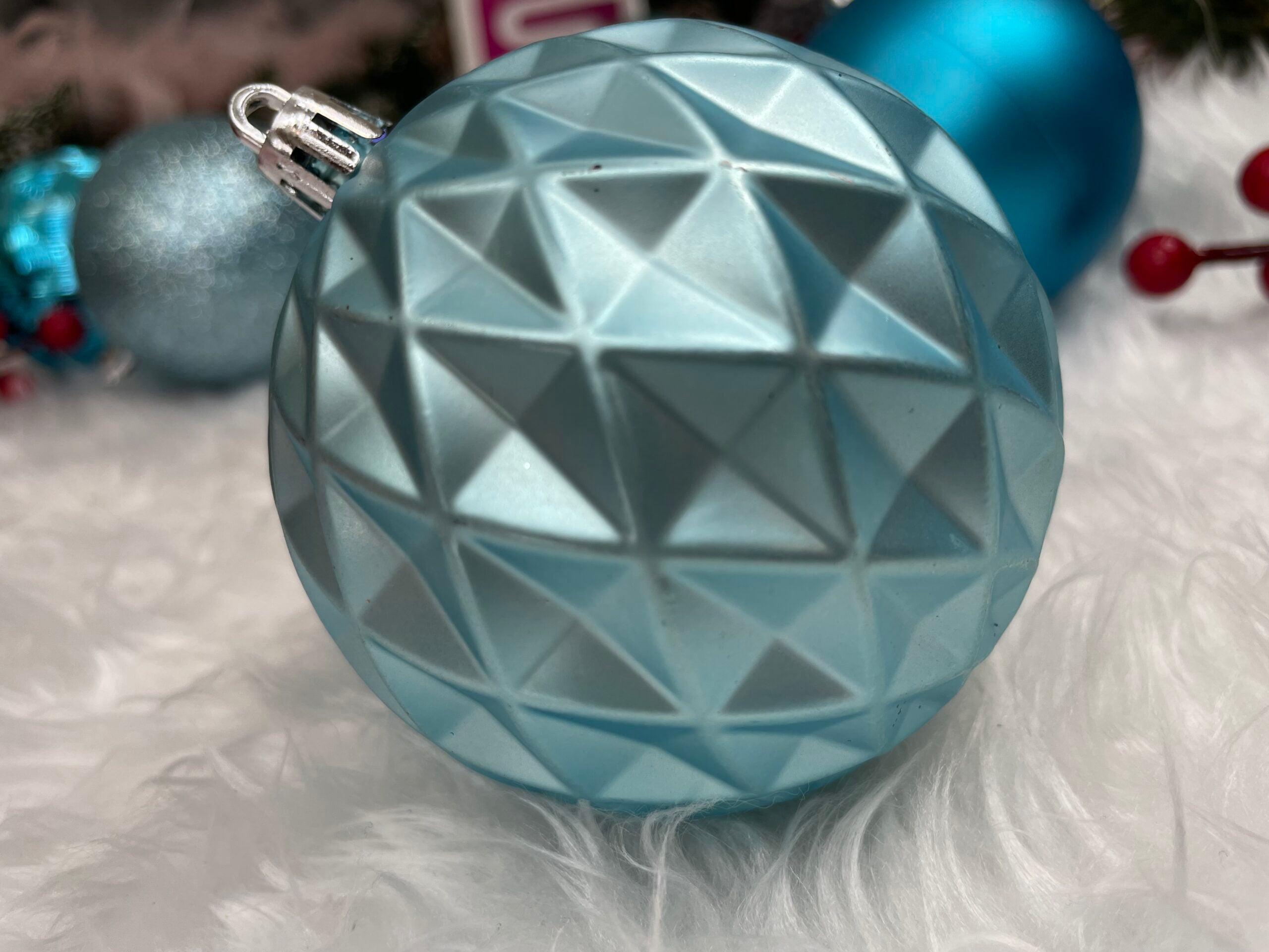 Set globuri de Craciun, 30 bucati, 6 modele, 8cm, albastru