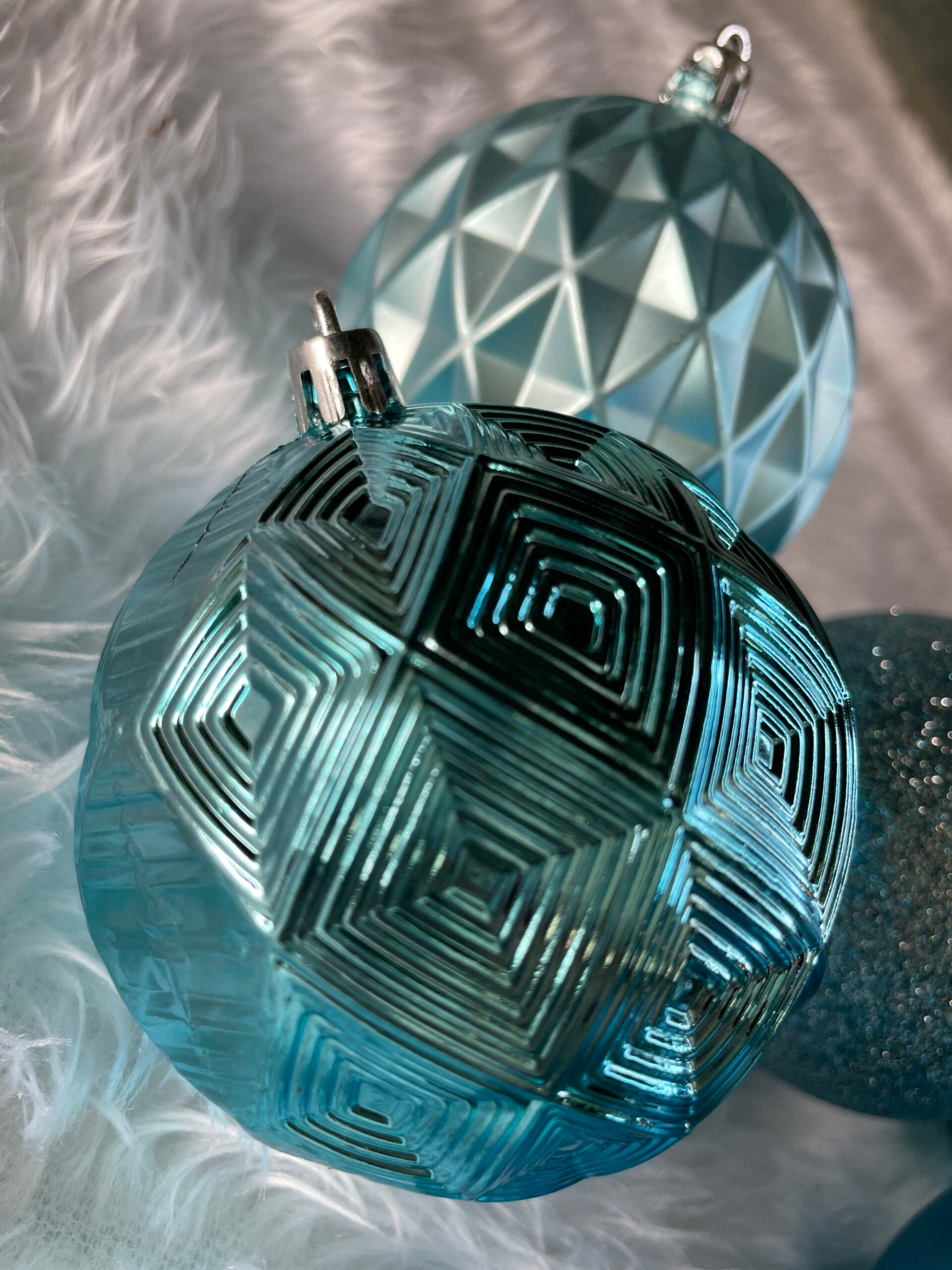 Set globuri de Craciun, 30 bucati, 6 modele, 8cm, albastru