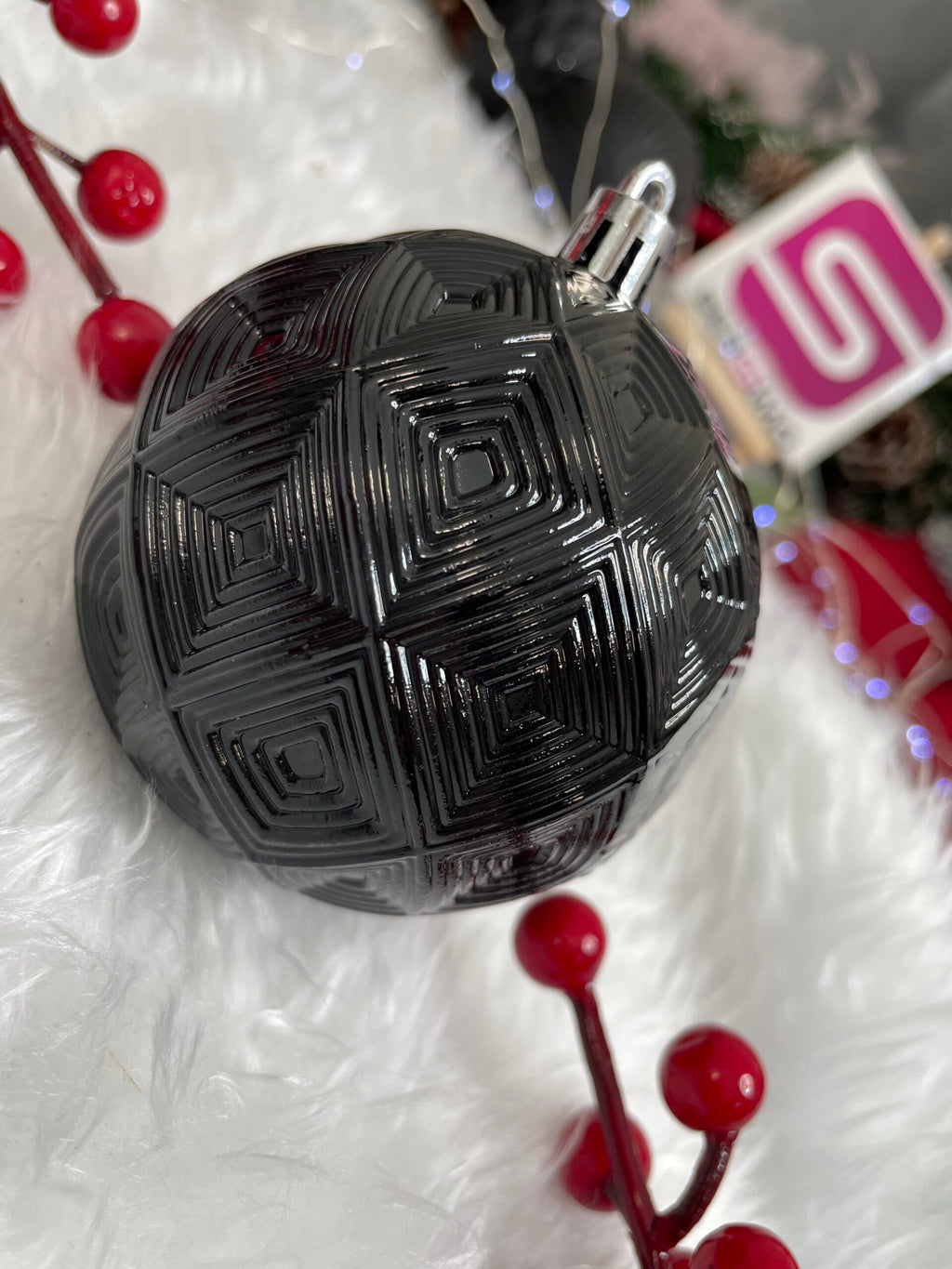 Set globuri de Craciun, 30 bucati, 8cm, 6 modele, negru