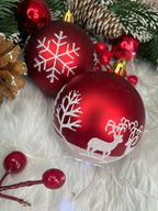 Set globuri de Craciun, 16 bucati, 8cm, 8 modele, rosu alb