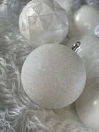 Set globuri de Craciun, 30 bucati, 8cm, 6 modele, alb