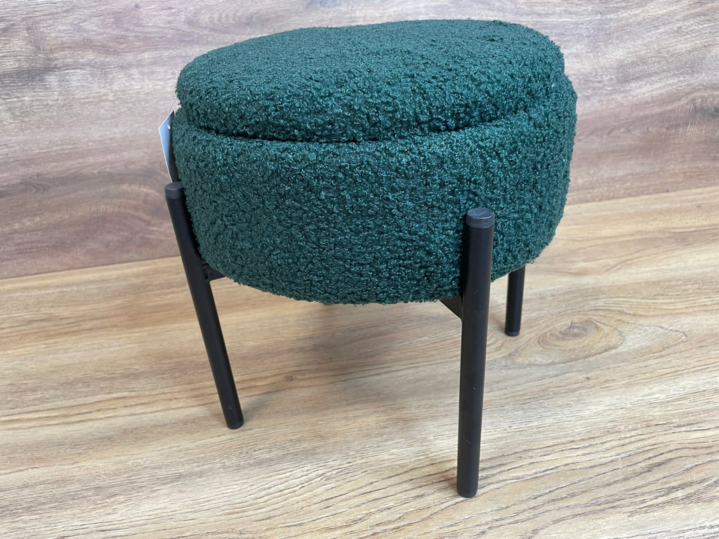 Taburet pentru copii, rotund, spatiu depozitare, 31x28cm, maxim 50kg, verde