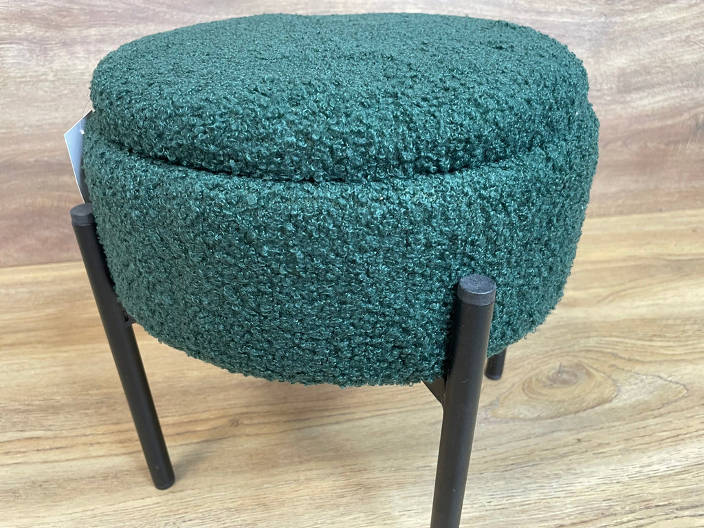 Taburet pentru copii, rotund, spatiu depozitare, 31x28cm, maxim 50kg, verde