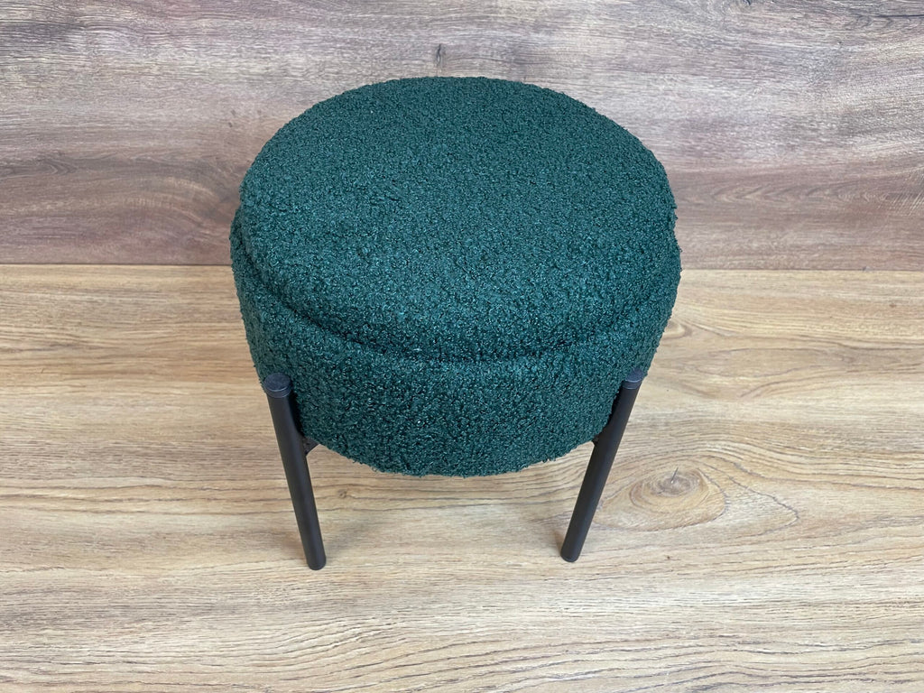 Taburet pentru copii, rotund, spatiu depozitare, 31x28cm, maxim 50kg, verde
