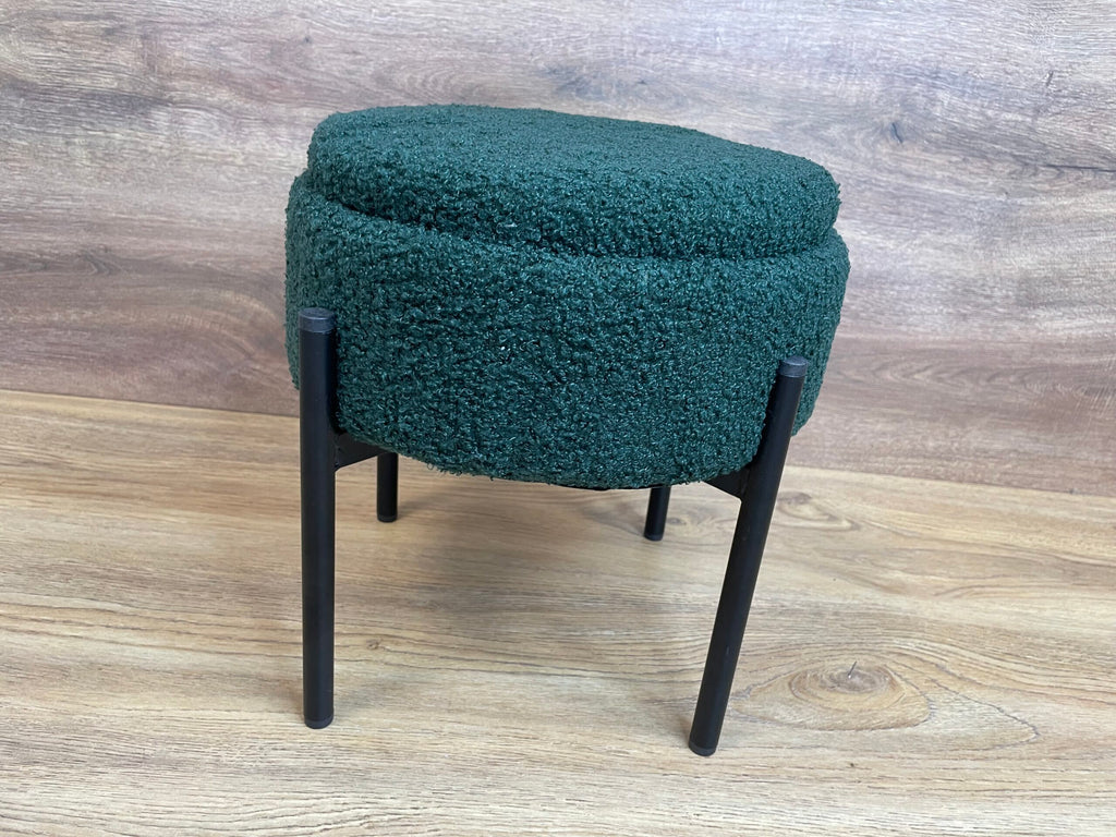 Taburet pentru copii, rotund, spatiu depozitare, 31x28cm, maxim 50kg, verde