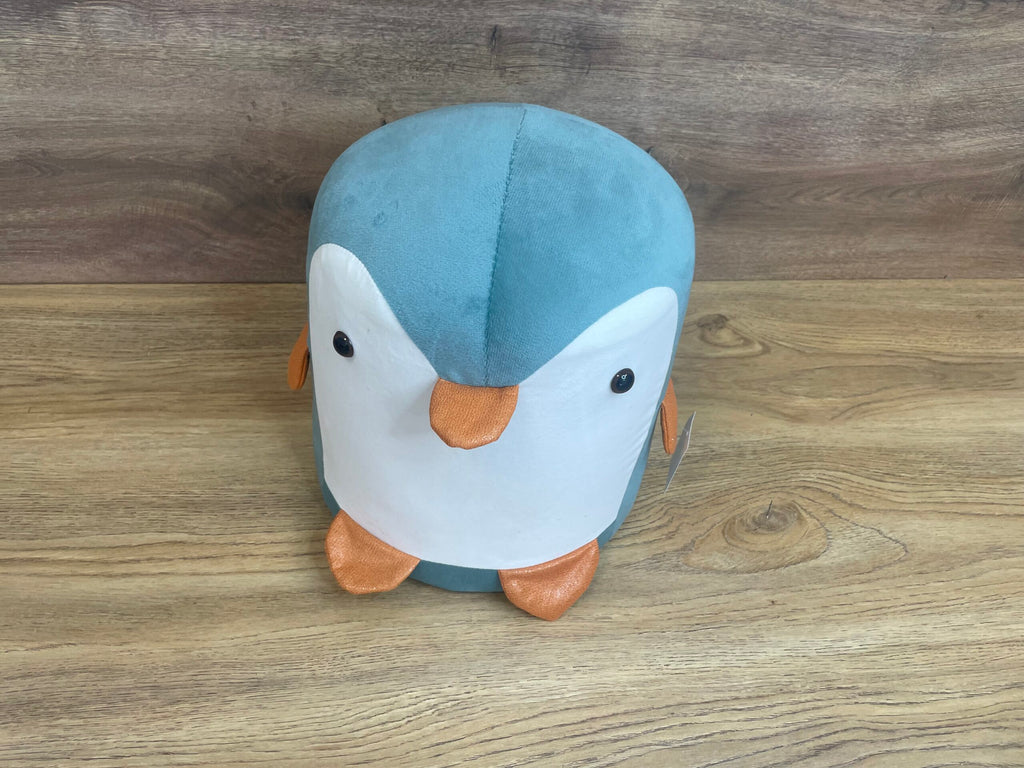 Taburet pentru copii, 28x25cm, maxim 50kg, model pinguin albastru