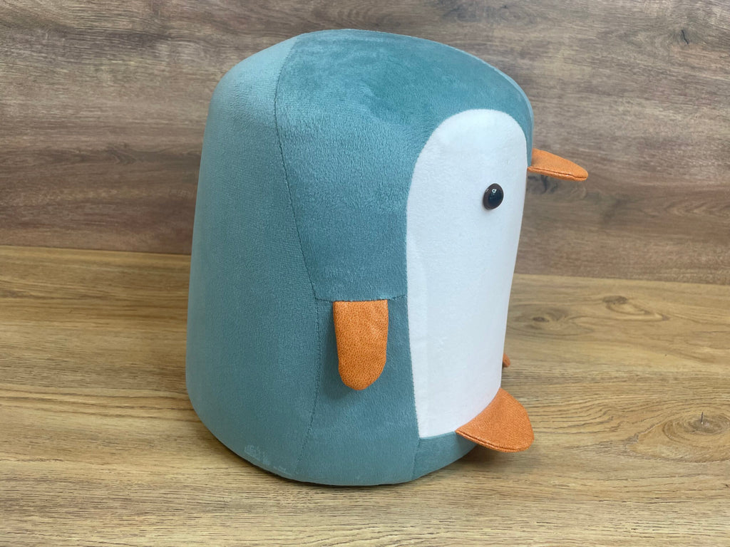 Taburet pentru copii, 28x25cm, maxim 50kg, model pinguin albastru