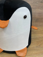 Taburet pentru copii, 28x25cm, maxim 50kg, model pinguin negru