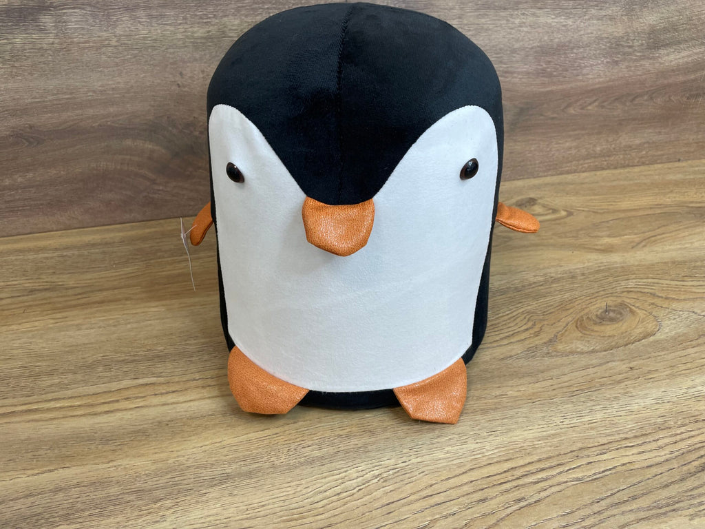 Taburet pentru copii, 28x25cm, maxim 50kg, model pinguin negru
