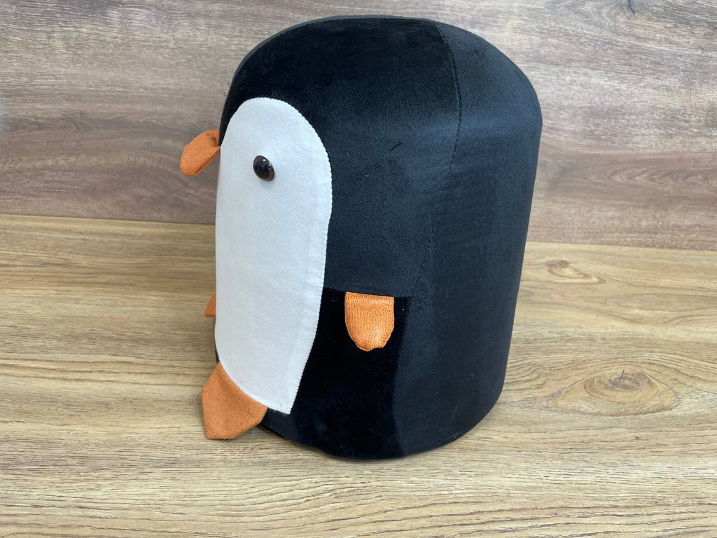 Taburet pentru copii, 28x25cm, maxim 50kg, model pinguin negru