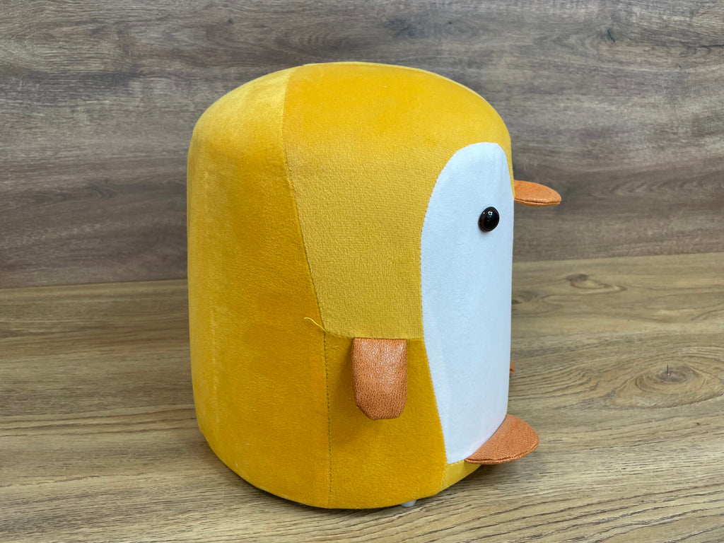 Taburet pentru copii, 28x25cm, maxim 50kg, model pinguin galben