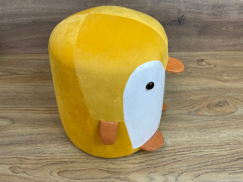 Taburet pentru copii, 28x25cm, maxim 50kg, model pinguin galben
