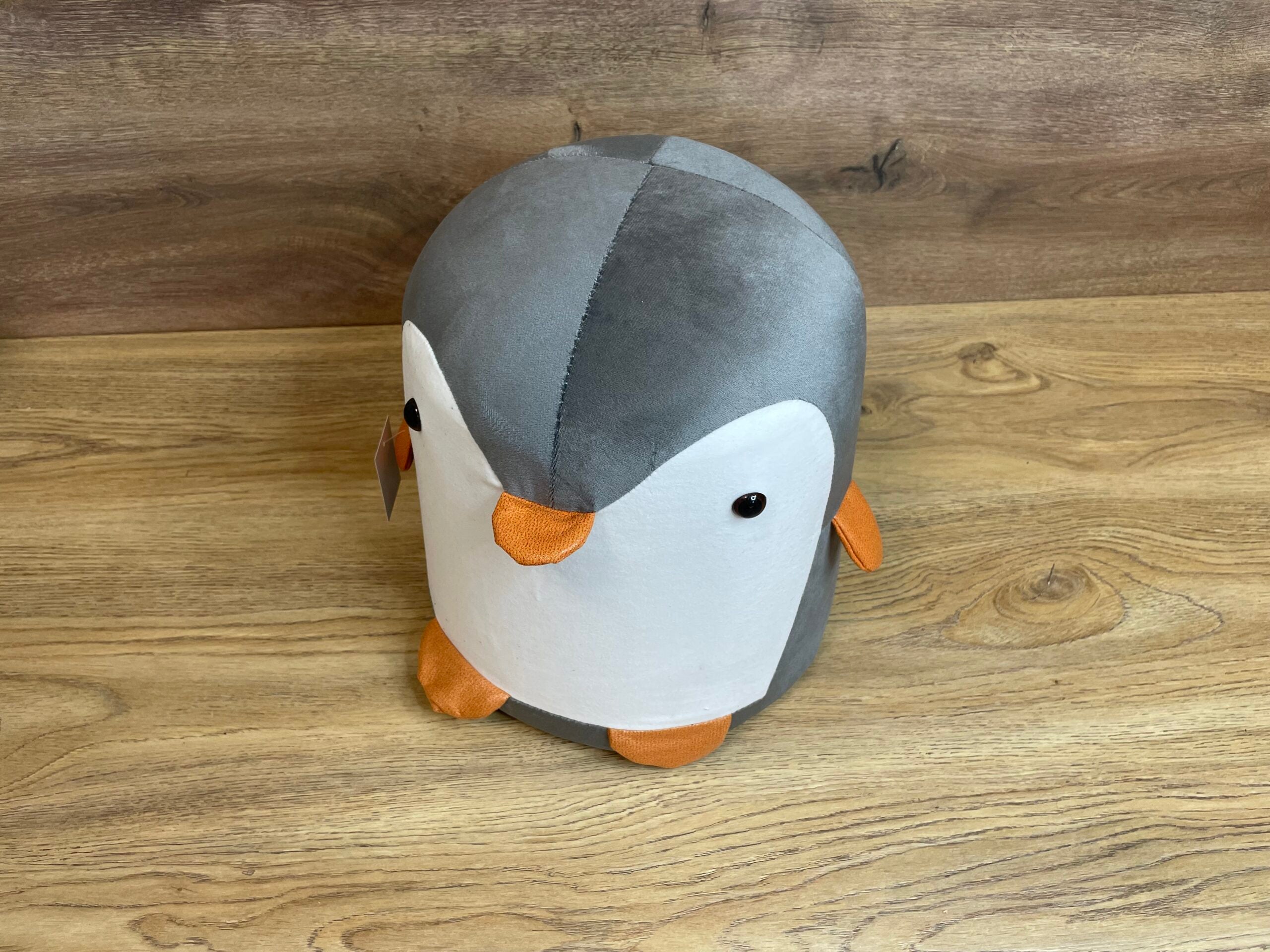 Taburet pentru copii, 28x25cm, maxim 50kg, model pinguin gri