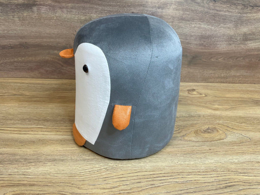 Taburet pentru copii, 28x25cm, maxim 50kg, model pinguin gri