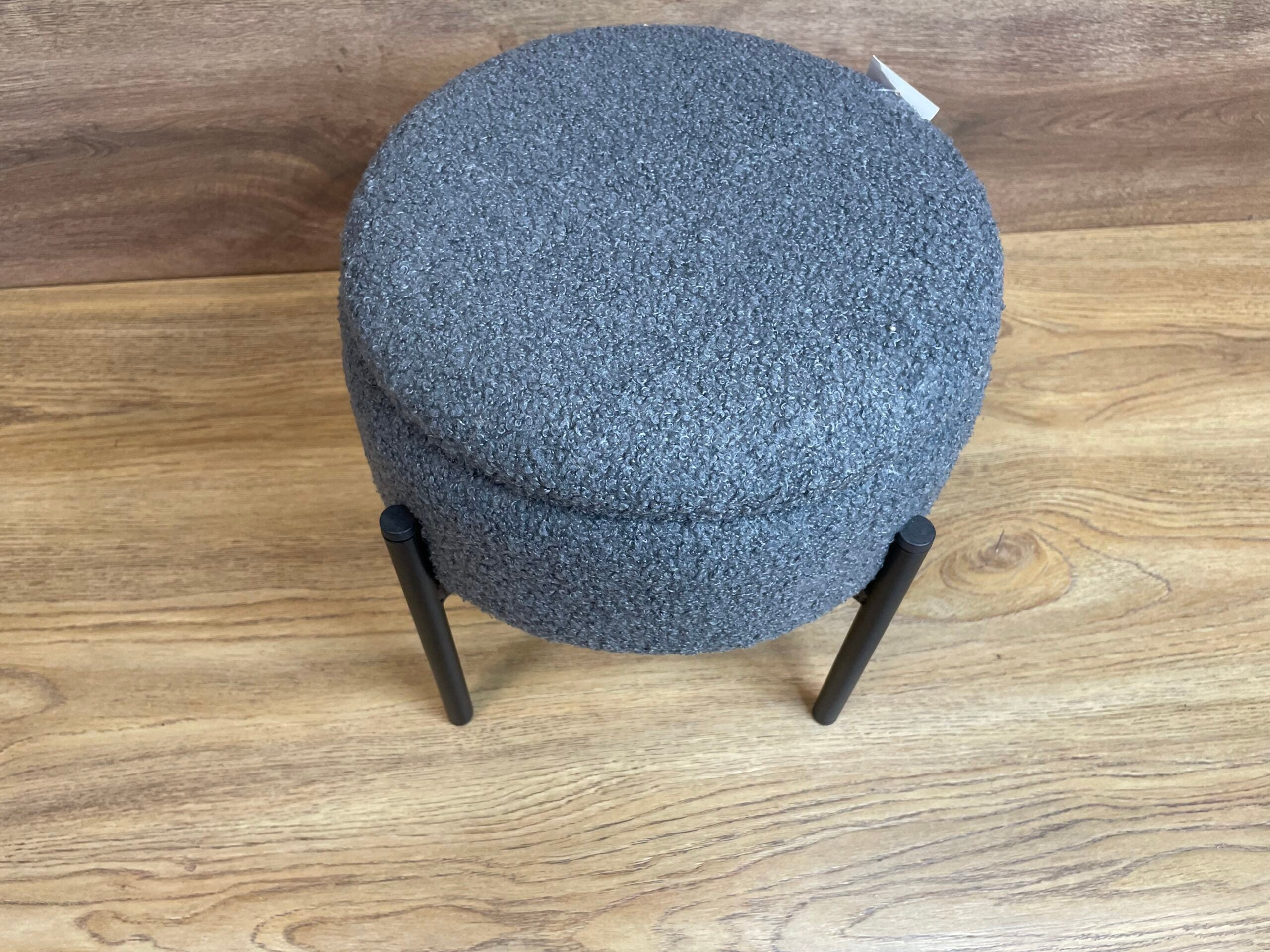 Taburet pentru copii, rotund, spatiu depozitare, 31x28cm, maxim 50kg, gri