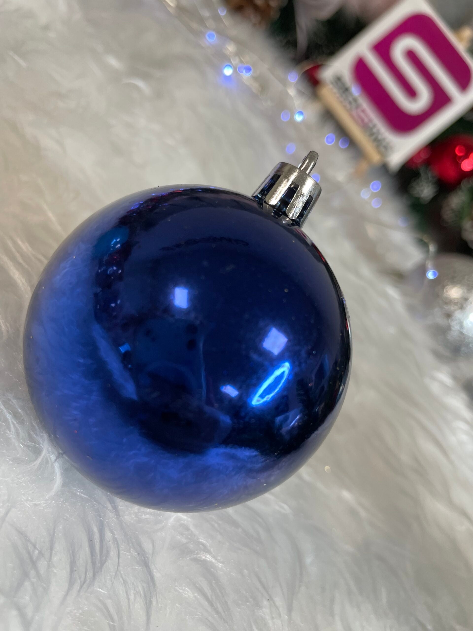 Set globuri de Craciun Inedit, 30 bucati, 6cm, transparente si albastru