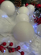 Set globuri de Craciun, 20 bucati, 8cm, alb perlat