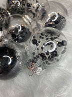 Set globuri de Craciun Inedit, 24 bucati, 5cm, transparente cu interior negru