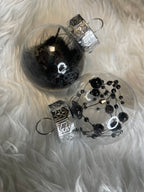 Set globuri de Craciun Inedit, 24 bucati, 5cm, transparente cu interior negru