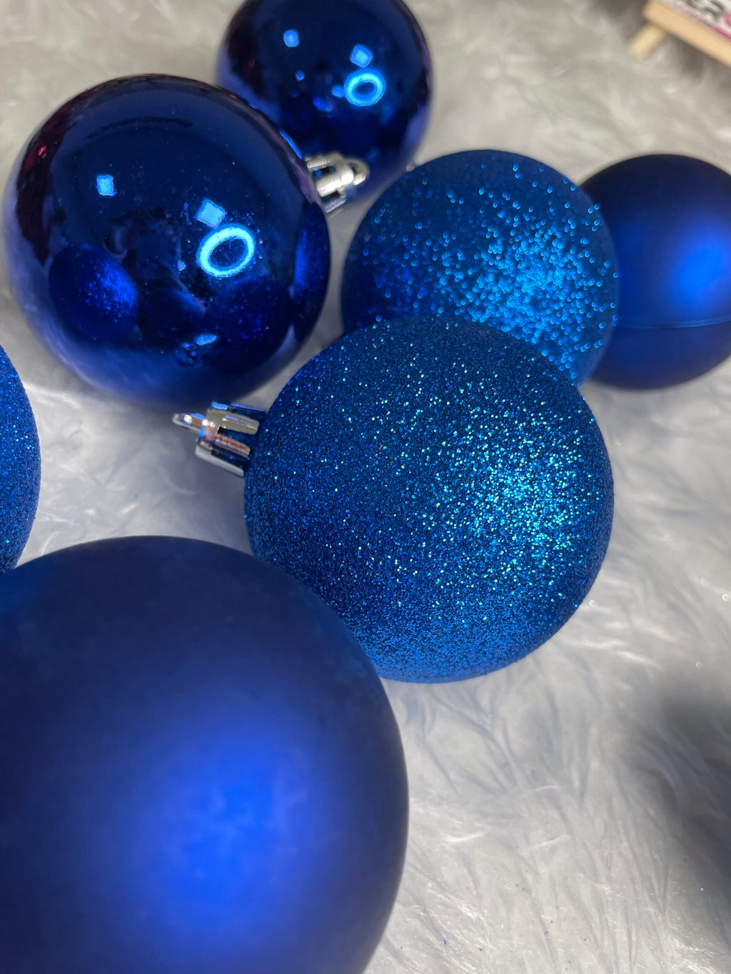 Set globuri de Craciun, 30 bucati, 3 modele, 6cm, albastru